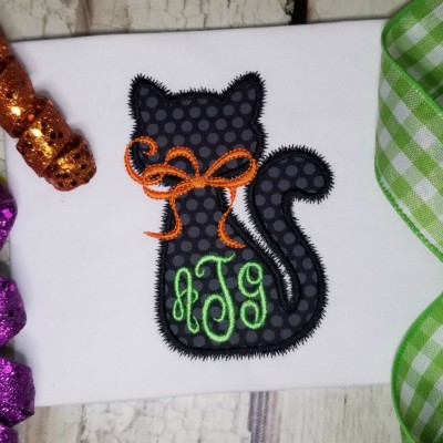 halloween cat applique design